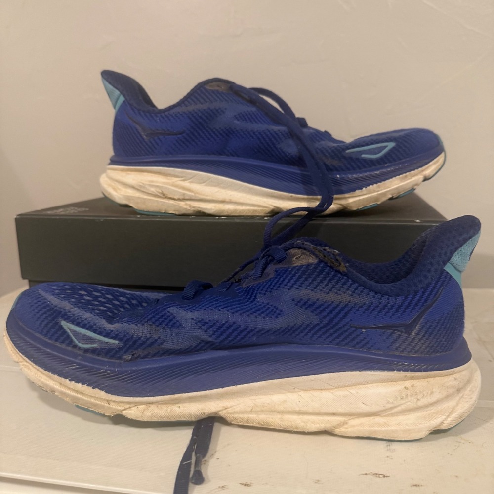 Hoka Clifton 9 Running Shoes Womens 7.5 Blue Good Condition Breathable Mesh